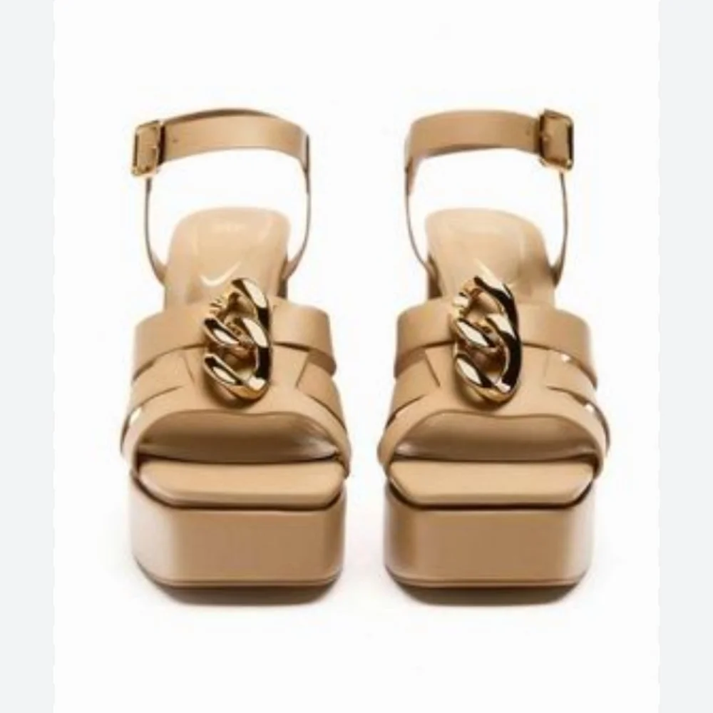 Zara Strappy Chunky Platform Heel Sandals
